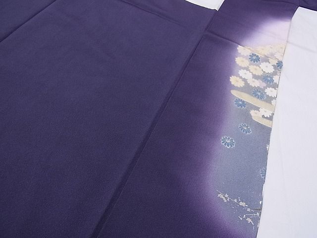 平和屋1■豪華色留袖　駒刺繍　エ霞菊枝松文　暈し染め　金銀彩　逸品　CAAC6167tx_画像8