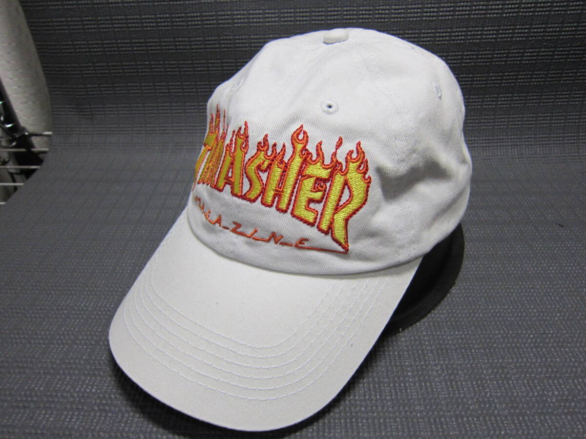 THRASHER スラッシャー　パンクロック　ファイヤー　キャップ　帽子　白　57～60cm　S2403C_画像1