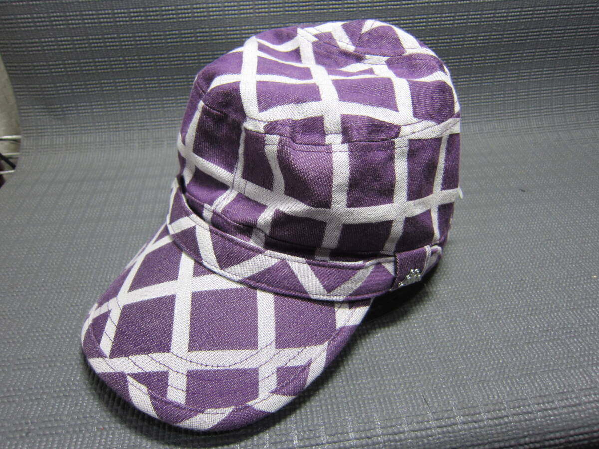 Kappa カッパ　ワークキャップ　帽子　紫×白　クロス　56～59cm　S2403C_画像1