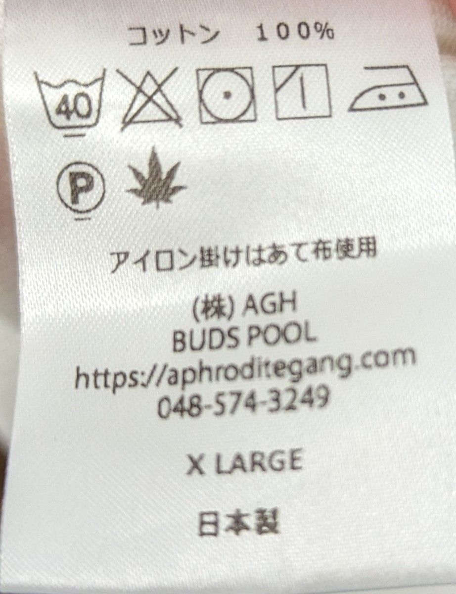 AGHAPHODITEGANG アフロディーテギャング BUDSPOOL 舐達麻 Tシャツ ホワイト メンズ 半袖