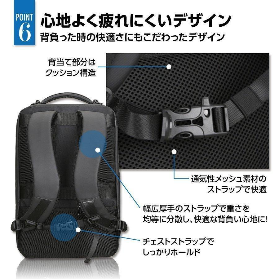 ビジネスリュック ビジネスバック 大容量 30L 薄型 防水 PC収納 出張 ウォーキング 自転車 通勤 通学 メンズ usbポート 防水 斜め掛け_画像7