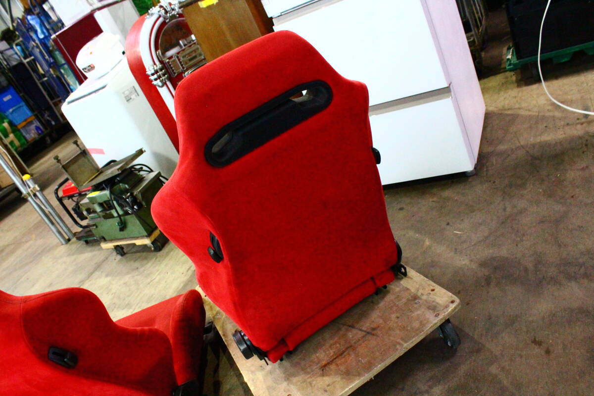 YH03175 RECARO レカロ シート 2脚 スエード？ カラーレッド 直取り限定 中古 現状品_画像5