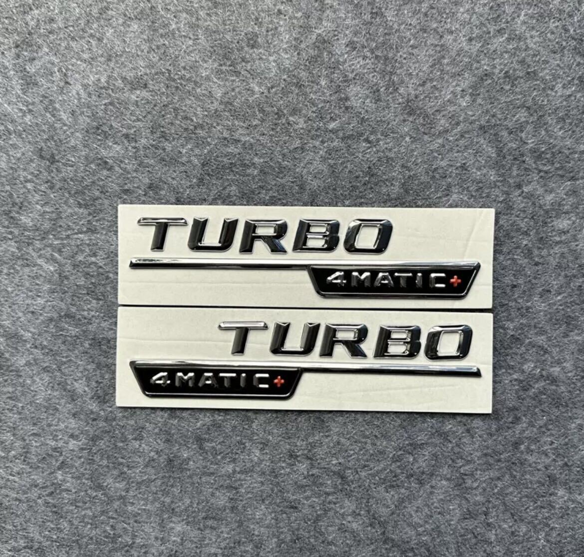 TURBO 4MATIC +ステッカー シルバー メルセデスベンツ エンブレム 立体 3Dステッカー サイド フェンダー 光沢シルバー 左右セットの画像1