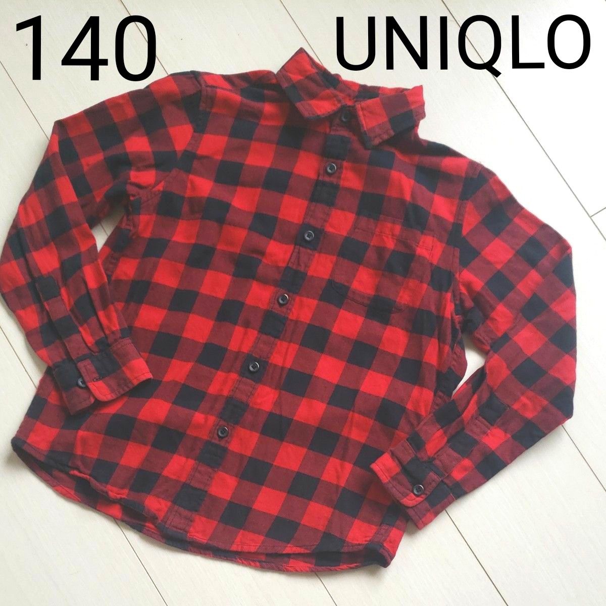 UNIQLO ネルシャツ 長袖シャツ 140  チェック  キッズ 通学