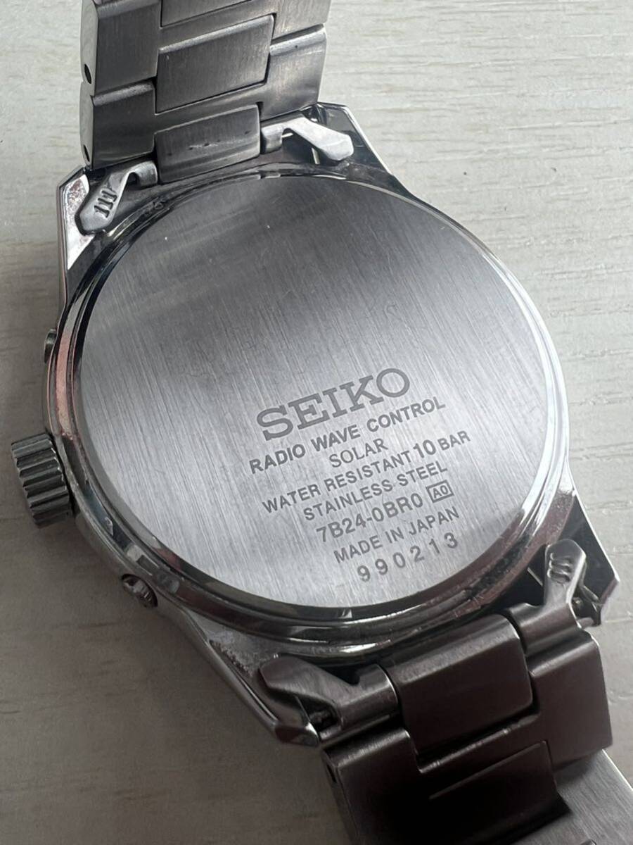 稼働品 SEIKO セイコー セイコーセレクション メンズ 電波ソーラー ホワイト文字盤 腕時計 7B24-0BR0 _画像2