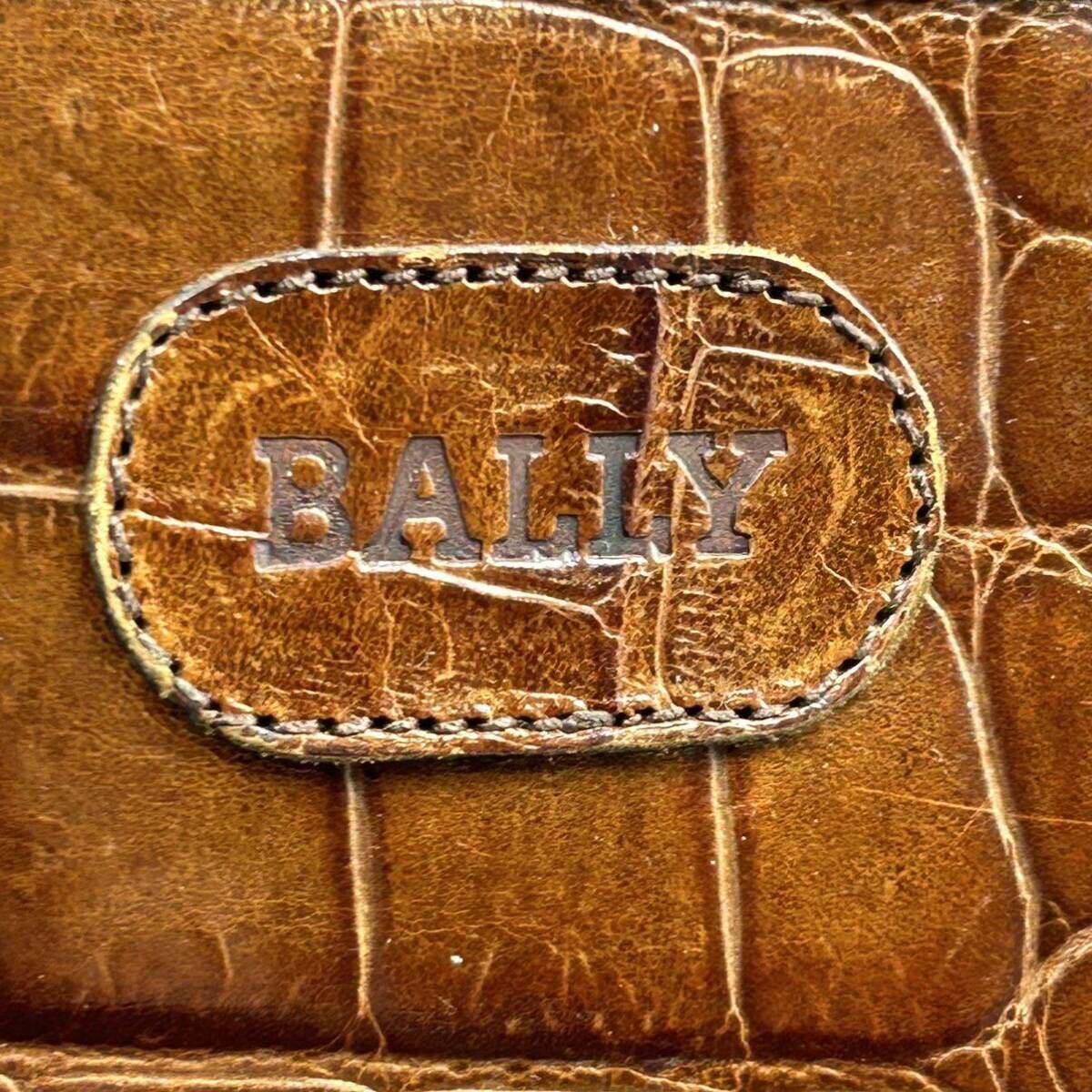 『美品希少』BALLY バリー トートバッグ ハンドバッグ ビジネス レザー クロコダイル 型押し 茶色 ブラウン メンズ _画像10