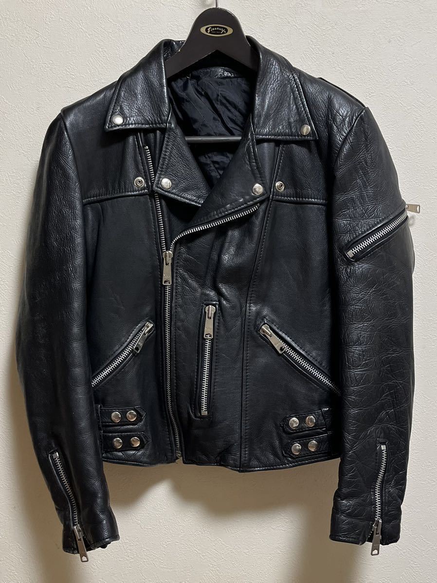  beautiful goods 70s rider's jacket 36 rank small. character long Jean punk hard core Biker Vintage 80s Lewis Leathers HIGHWAYMAN KETT 666