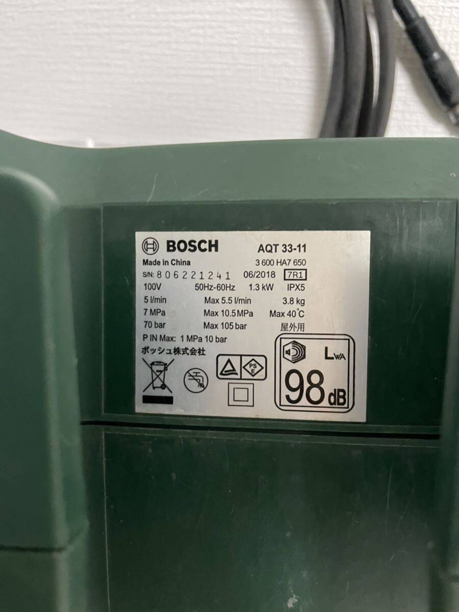 BOSCH ボッシュ AQT33-11 屋外用 コンパクト 高圧洗浄機 掃除用品 家電 グリーン 動作確認済み _画像4