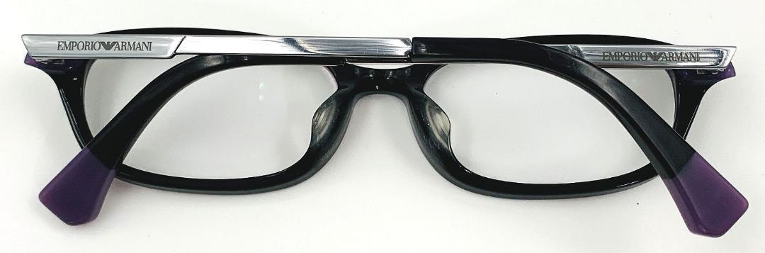 EMPORIO ARMANI エンポリオアルマーニ EA3020D 5017 51□16 40 140 度入り メガネフレーム スクエア ブラック系×パープル系 ケース付き_画像8