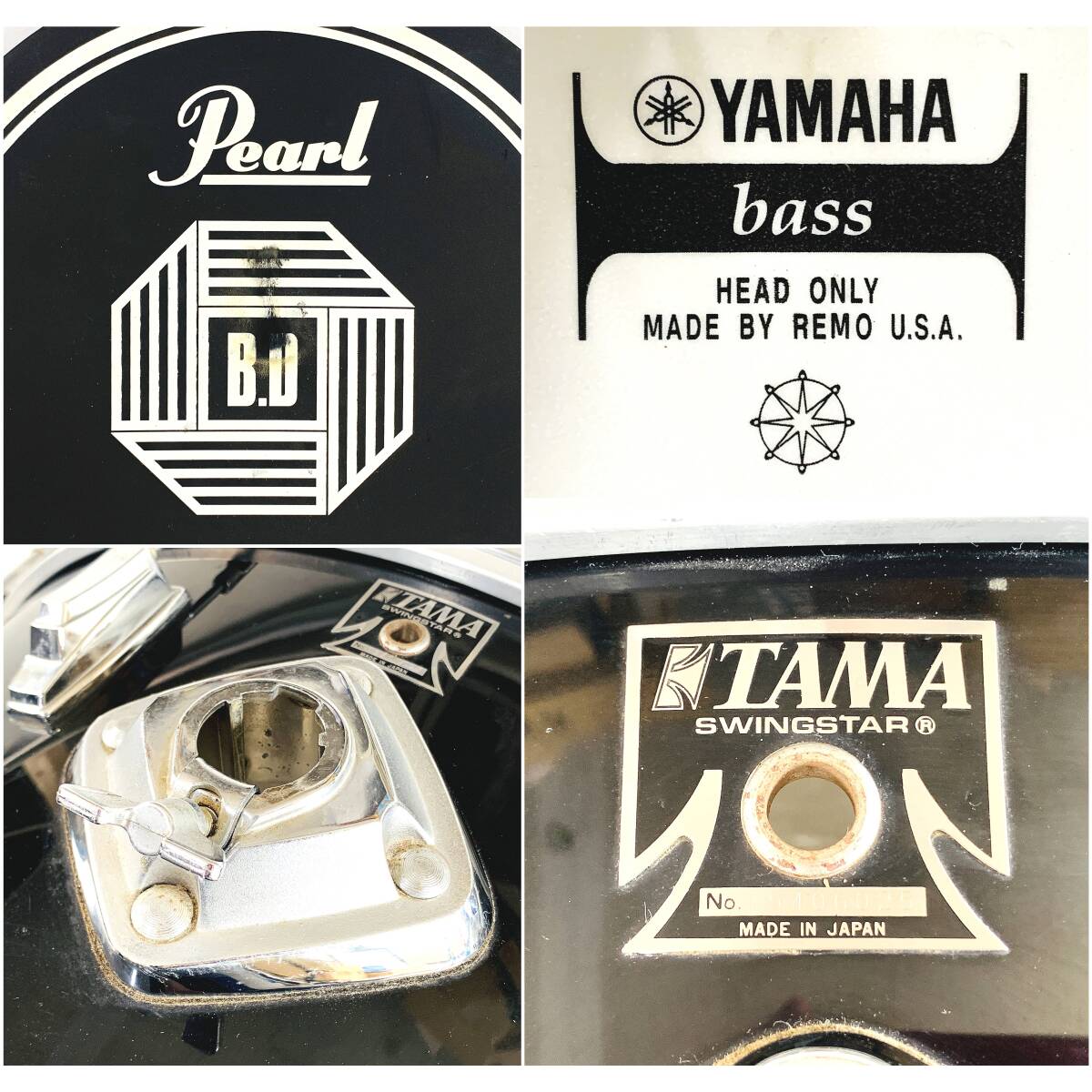 TAMA SWINGSTAR バスドラム 直径 約63.5cm 奥行き 約46.5cm ヘッド YAMAHA bass REMO U.S.A Pearl 消音パッド付 タマ スイングスター_画像5