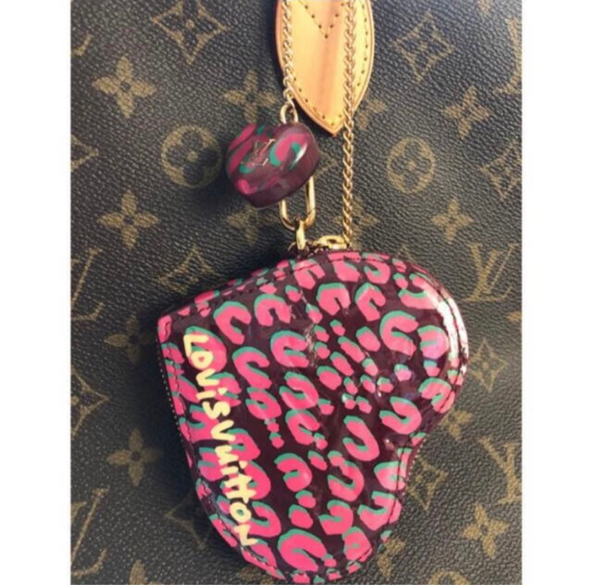 LOUIS VUITTON☆ポルトモネクール☆ヴェルニ☆ハート型コインケース☆レオパード☆バッグアクセサリー