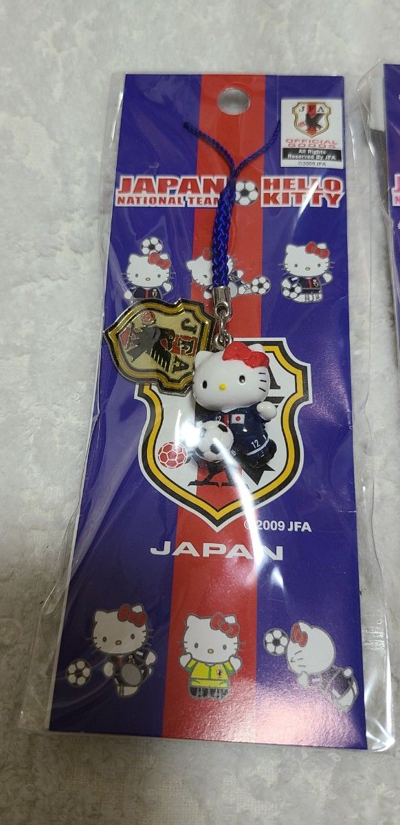 キティ　サッカー日本代表　コラボ　携帯ストラップ　セット