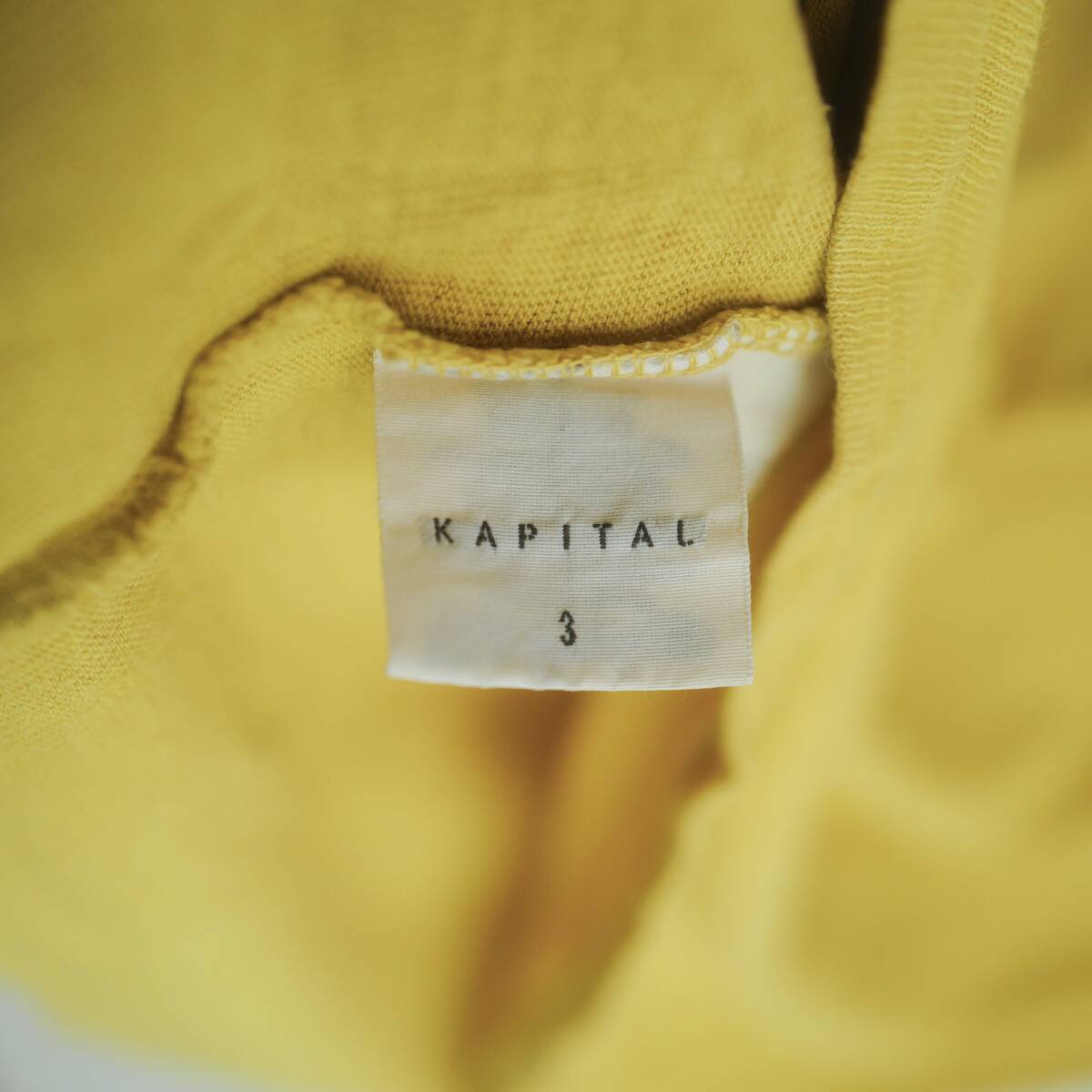 キャピタル　KAPITAL ポケットTシャツ　イエロー　サイズ３_画像9