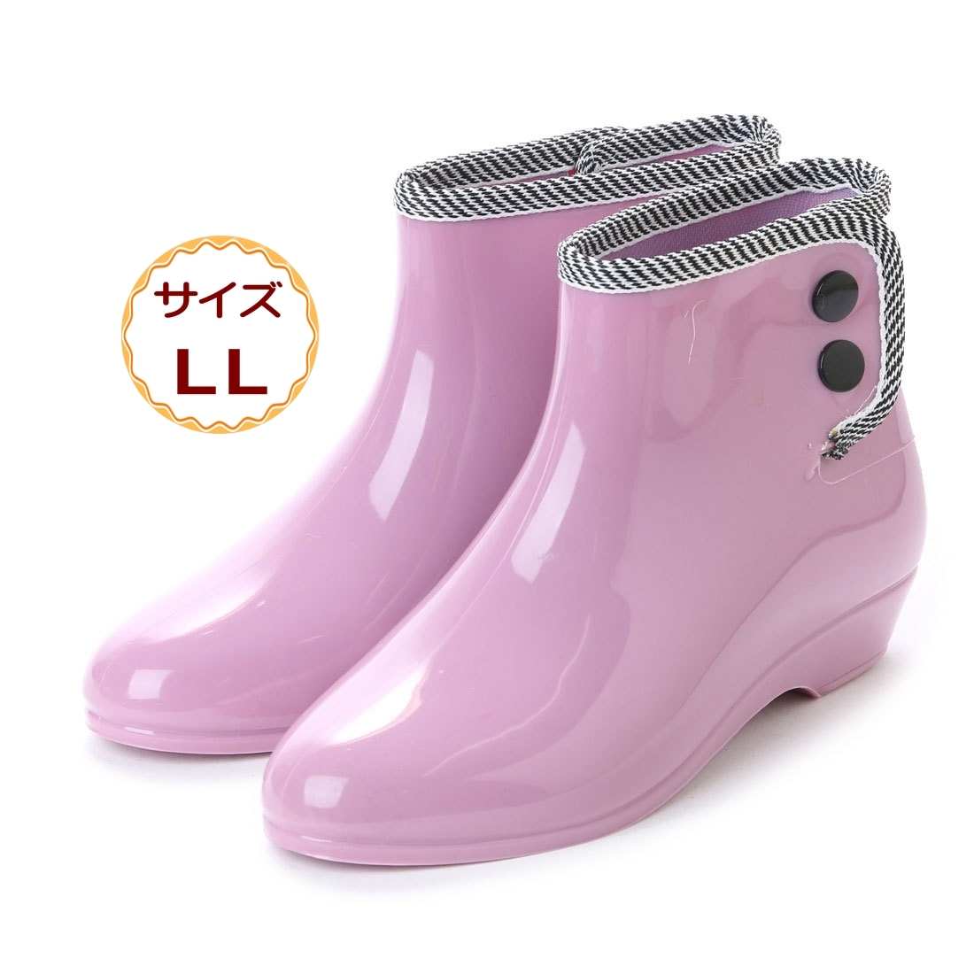  lady's Short rain boots gardening boots rain shoes light weight rain shoes boots waterproof pink 15031-pnk-LL (24.0 - 24.5cm )