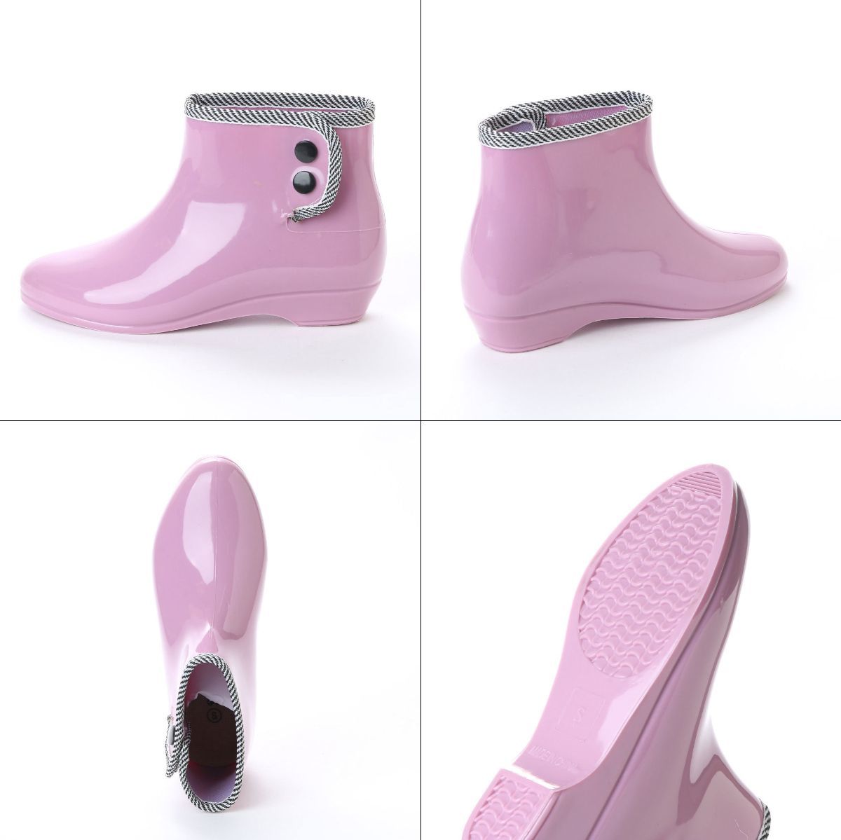  lady's Short rain boots gardening boots rain shoes light weight rain shoes boots waterproof pink 15031-pnk-LL (24.0 - 24.5cm )