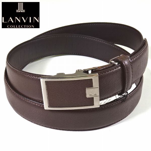 新品 LANVIN COLLECTION ランバン コレクション バックル 本牛革 レザー ベルト 茶 ブラウン メンズ 男性 紳士 ビジネス スーツに_画像1