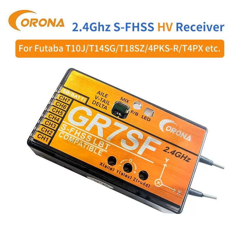 ★新品★ CORONA GR7SF 7ch 2.4G 受信機 フタバFutaba S-FHSS 対応/S.BUS（3軸ジャイロ機能付)取説付 検索：T6J T8J 10J T14SG @05_画像6