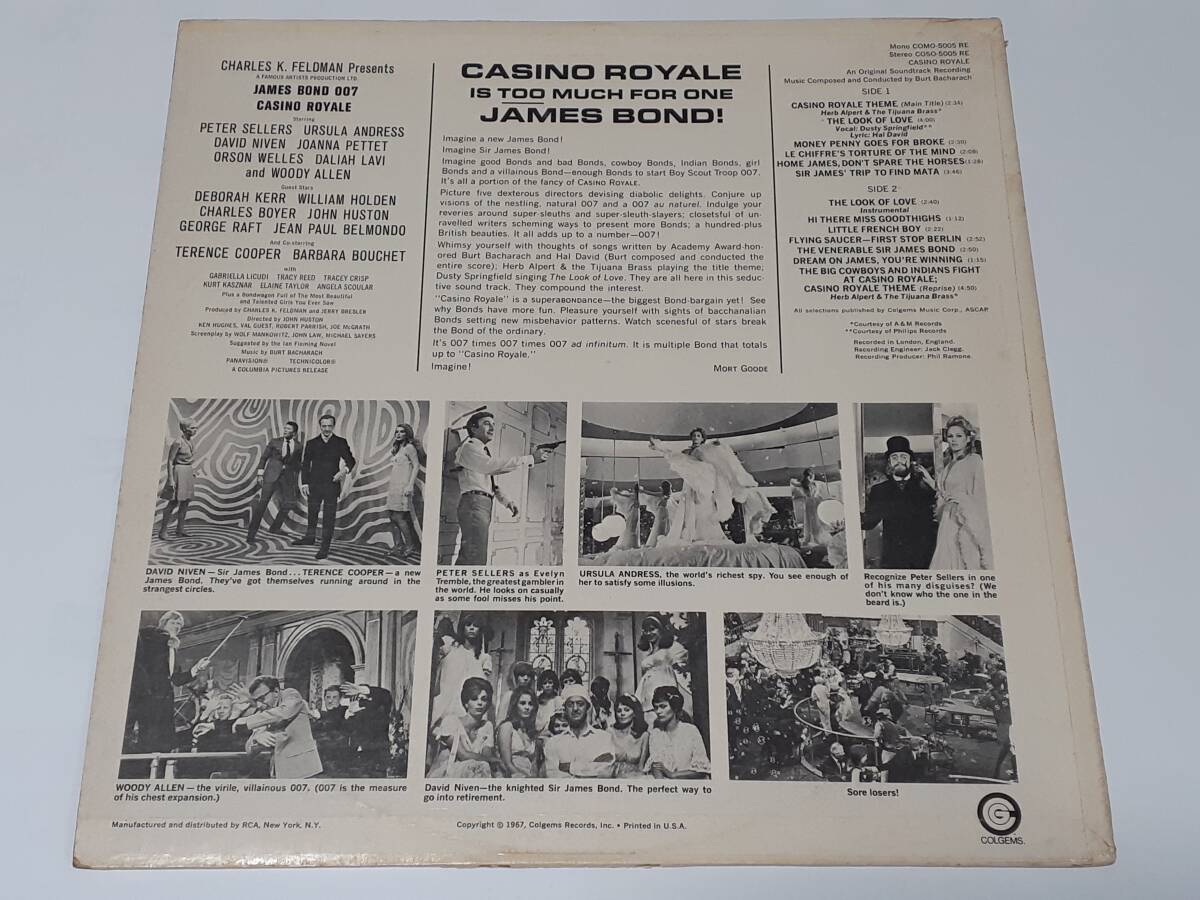 ００７カジノ・ロワイヤル(1967) Casino Royale／バート・バカラック Burt Bacharach、ダスティ・スプリングフィールド／米ＬＰ・難あり_画像2