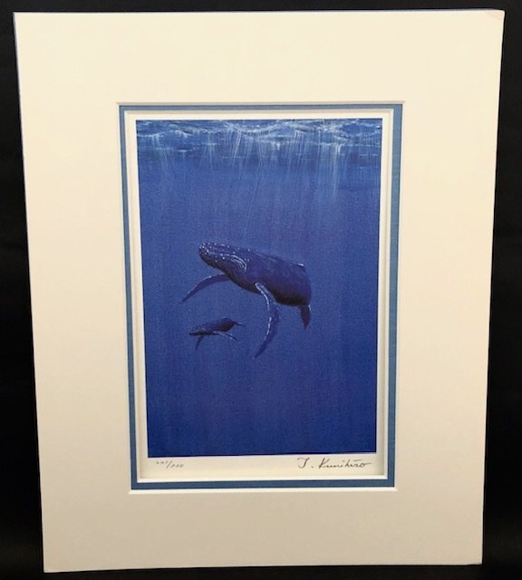 ★新品★ 国広富之 作　鯨　クジラ　シルクスクリーン　348×424 版画　221/500