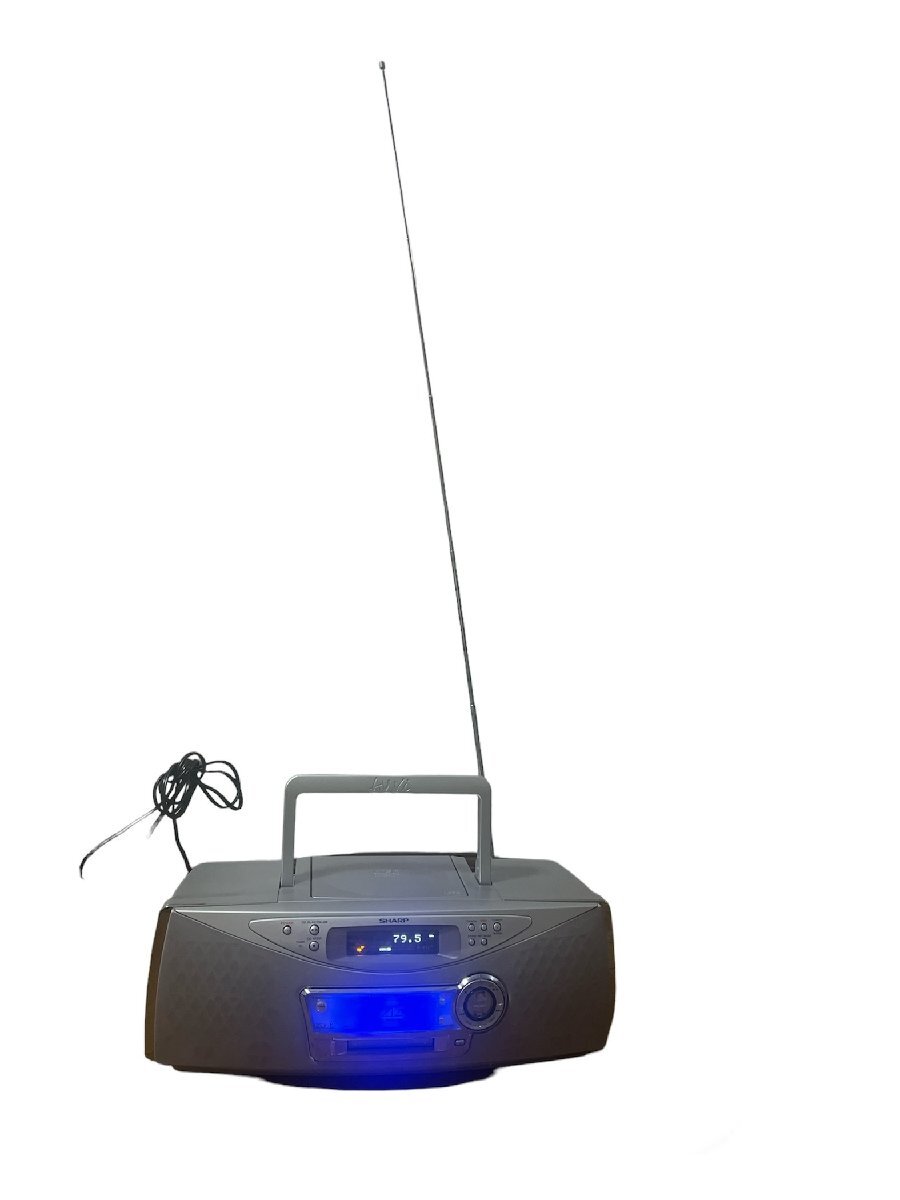 SHARP シャープ 1ビットMD/CDラジカセ SD-KF10-S オーディオ機器 録音 ラジオ 2004年製 グレー 一部動作品 アンテナ_画像2
