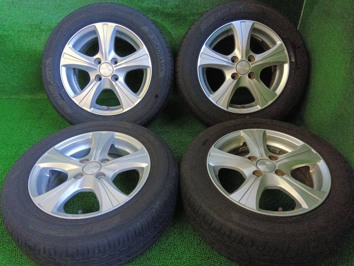 フィット等 社外アルミKAISER 175/65R14 ヨコハマ 夏 ブルーアース 溝有 4本 売切!!_T03304