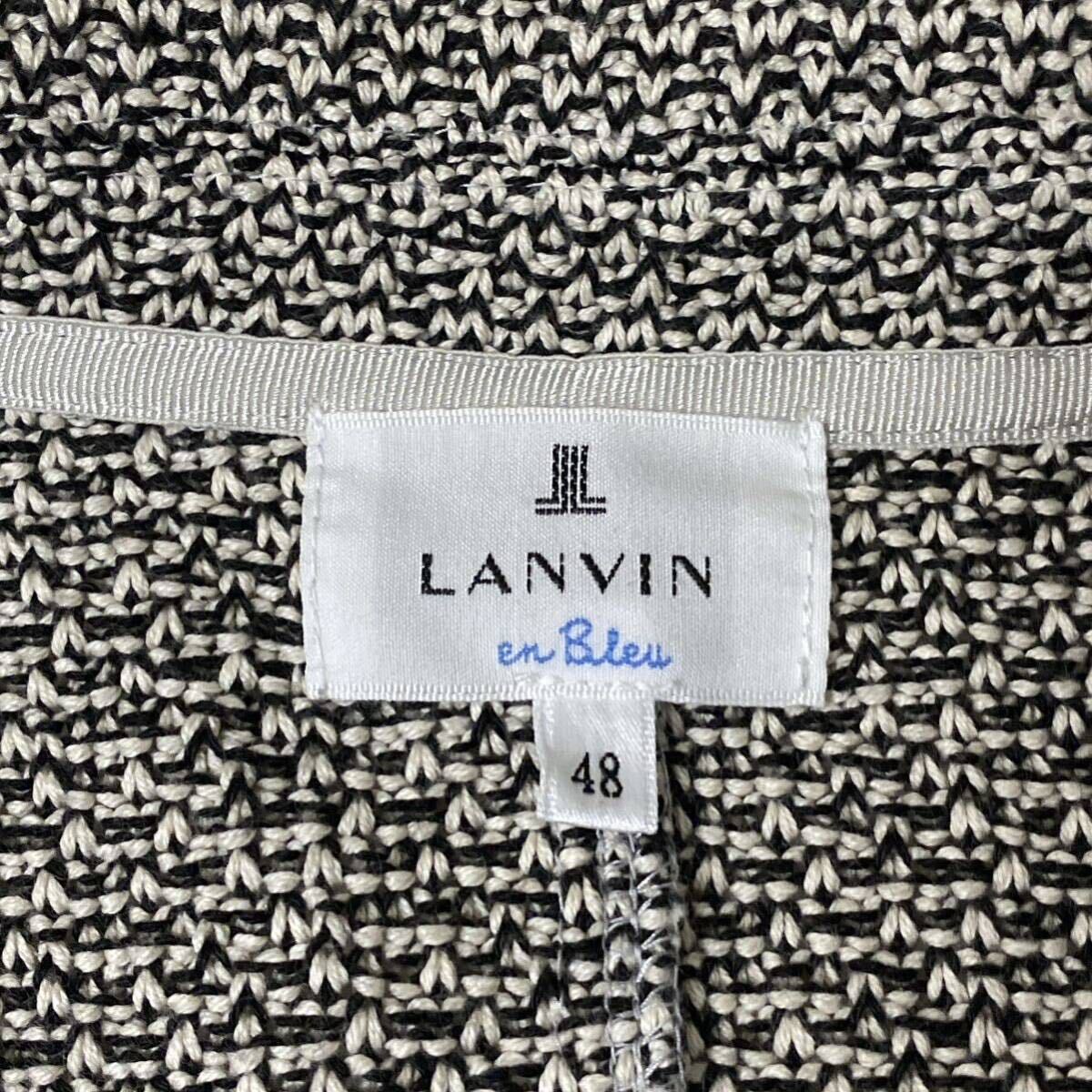 極美品/Lサイズ!! ランバン LANVIN メランジ立体編み 最高級ニット テーラードジャケット アンコン サイズ48 ブラック ホワイト メンズ_画像8