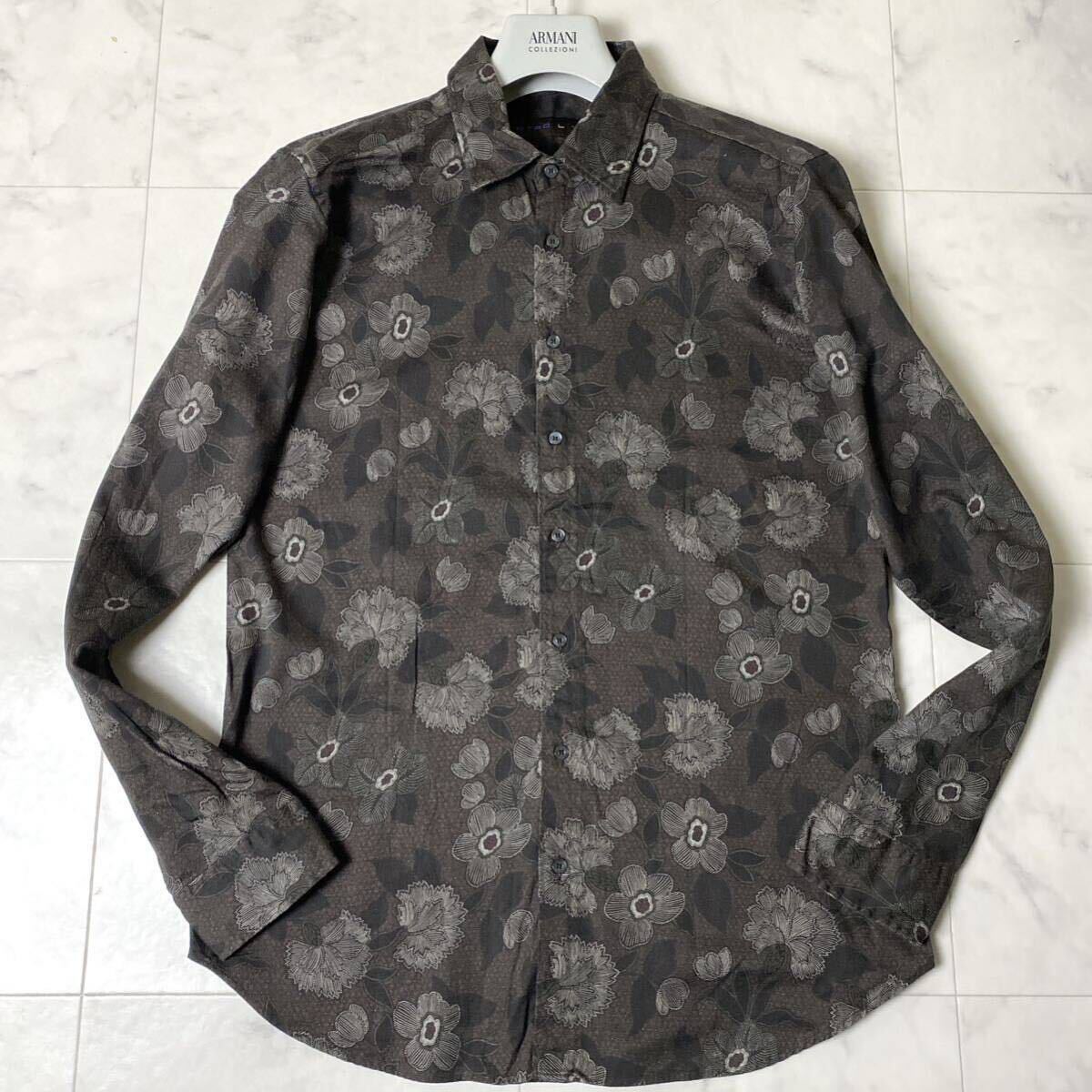  Etro [ overwhelming presence ]ETRO floral print total pattern long sleeve shirt cotton L size multicolor feeling of luxury Italy made men's 