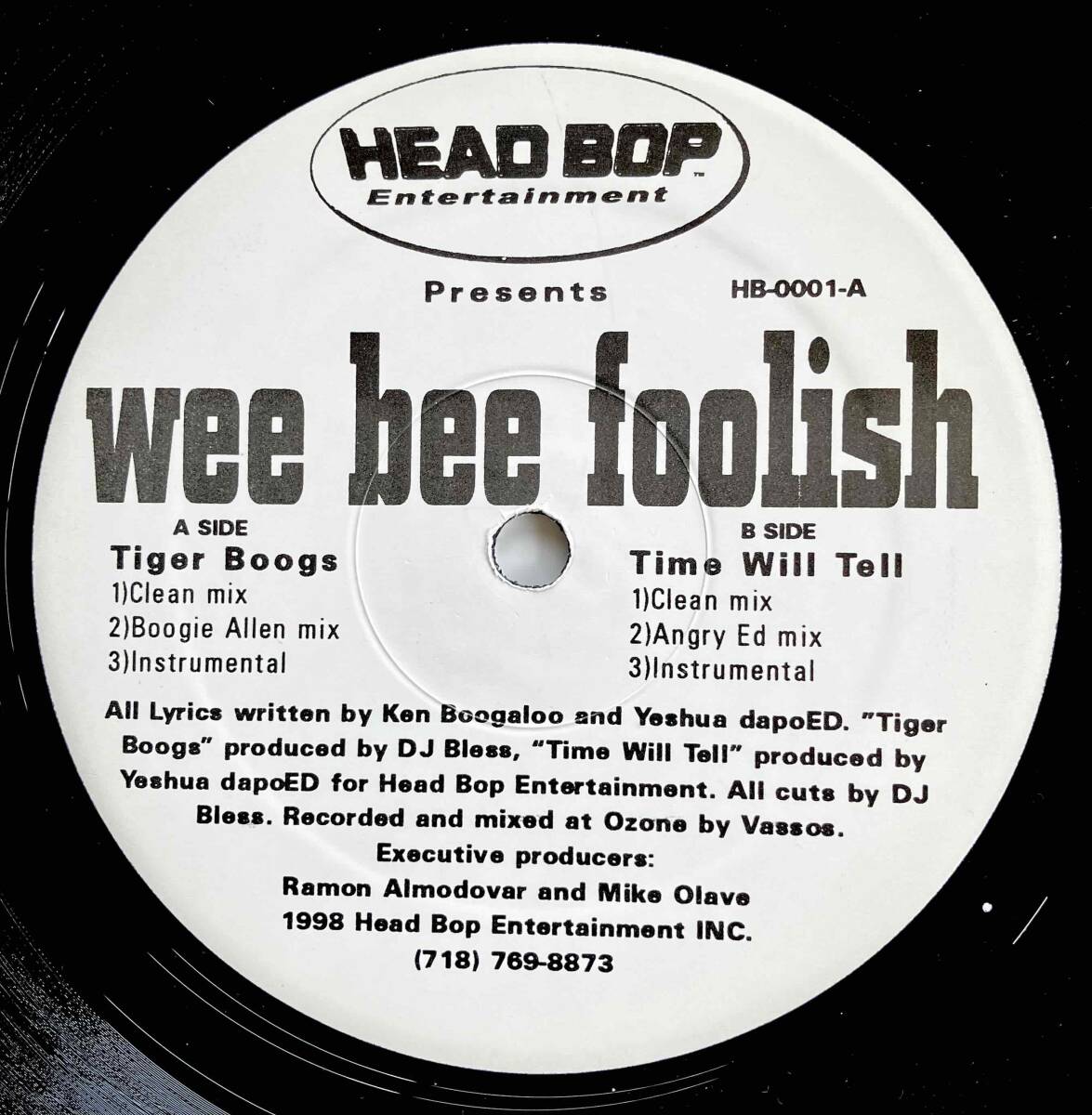 Wee Bee Foolish Featuring Yeshua dapoED / Tiger Boogs【12''】1998 / US / Head Bop Entertainment / HB-0001 / 検索：333yen vinyl の画像2