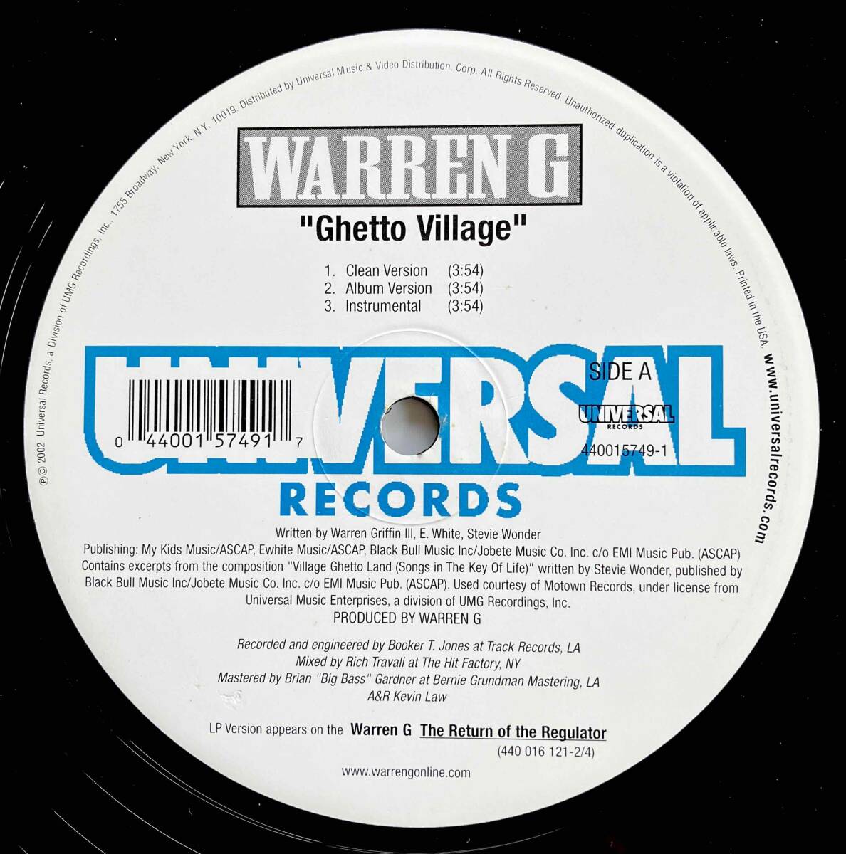 Warren G / Ghetto Village【12''】2002 / US / Universal Records / 440015749-1 / 検索：333yen vinyl_画像3