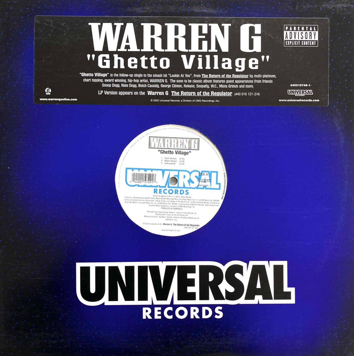 Warren G / Ghetto Village【12''】2002 / US / Universal Records / 440015749-1 / 検索：333yen vinyl_画像1