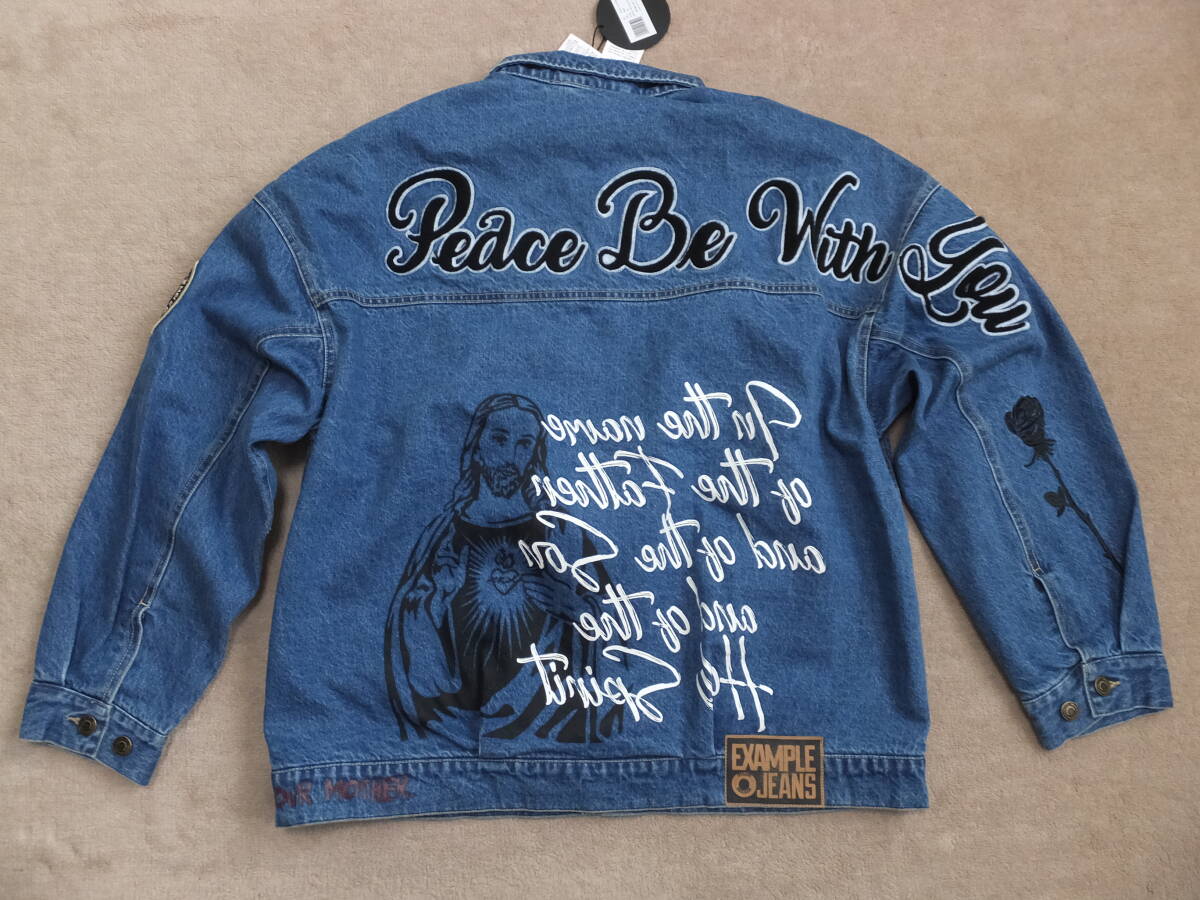 新品未使用 正規 22SS EXAMPLE エグザンプル PEACE DENIM JACKET / BLUE ピース デニム ジャケット Gジャン XL の画像5