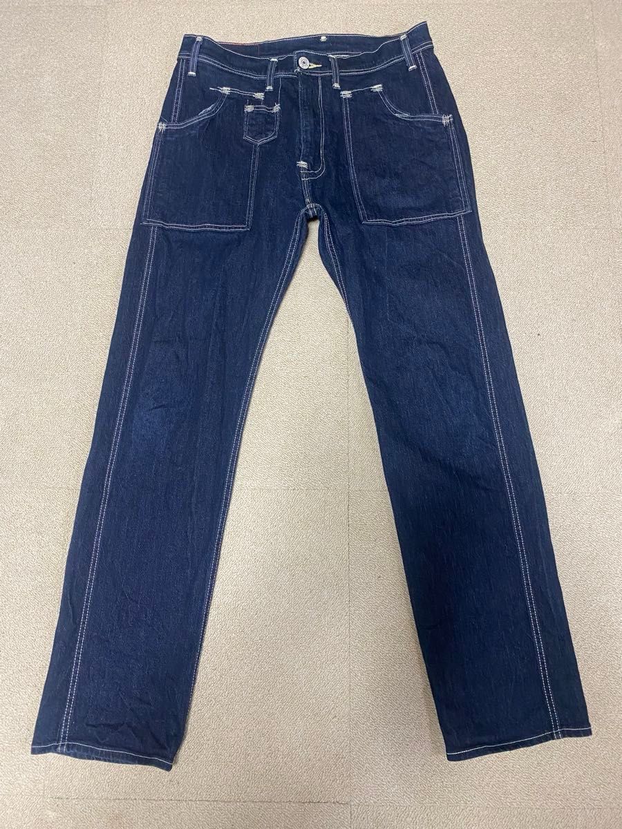 LEVI'S RED 505 UTILITY ストレッチ ワイド ストレートデニムパンツ W32リーバイスレッド 濃紺 リプロ 