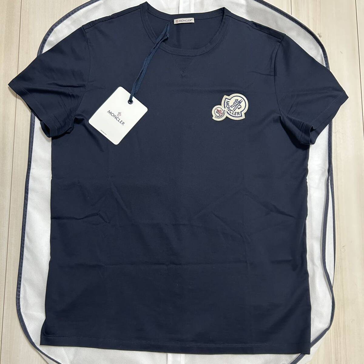 【美品】【最安値】MONCLERモンクレール ダブルワッペン 半袖Tシャツ ネイビー XLの画像1