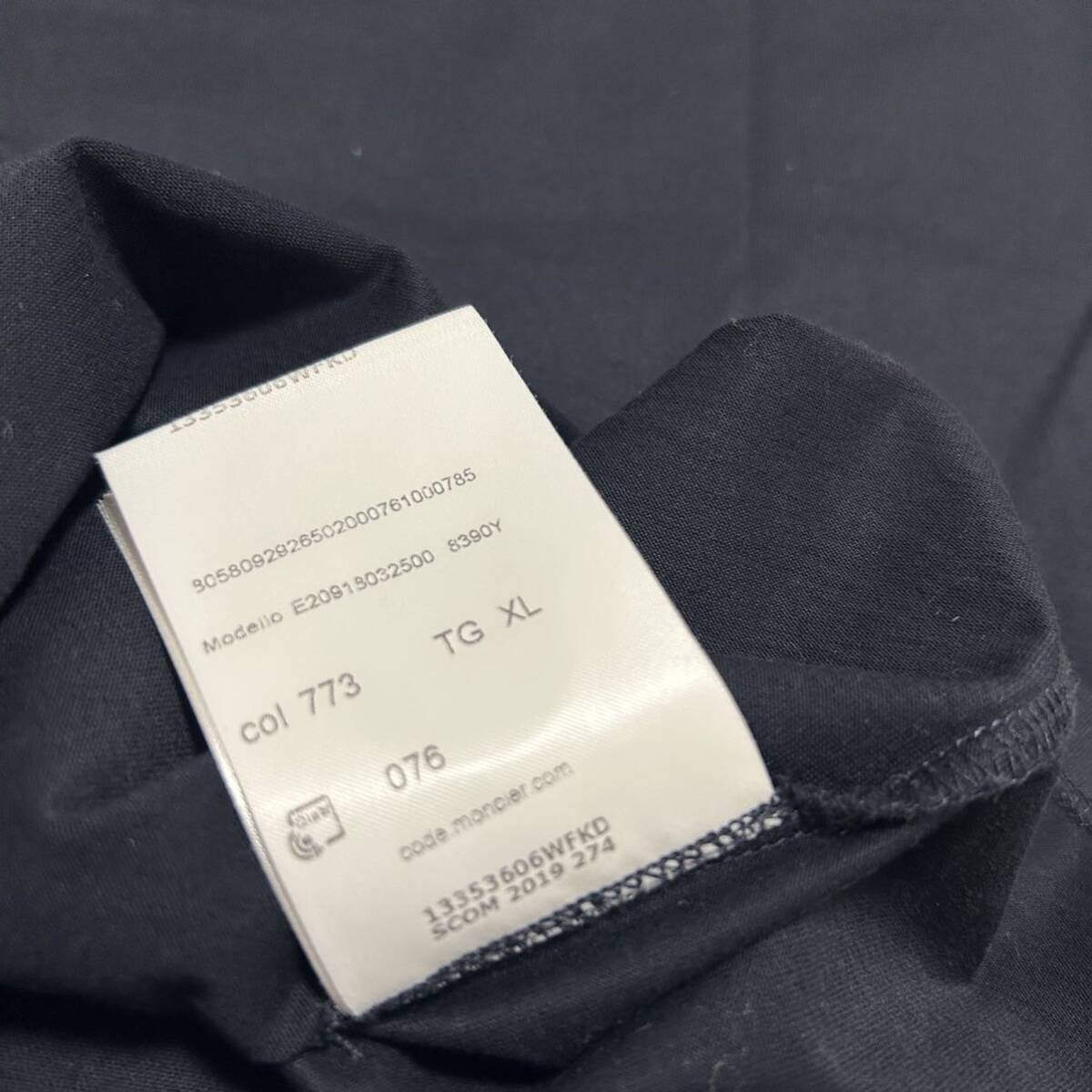 【美品】【最安値】MONCLERモンクレール ダブルワッペン 半袖Tシャツ ネイビー XLの画像7