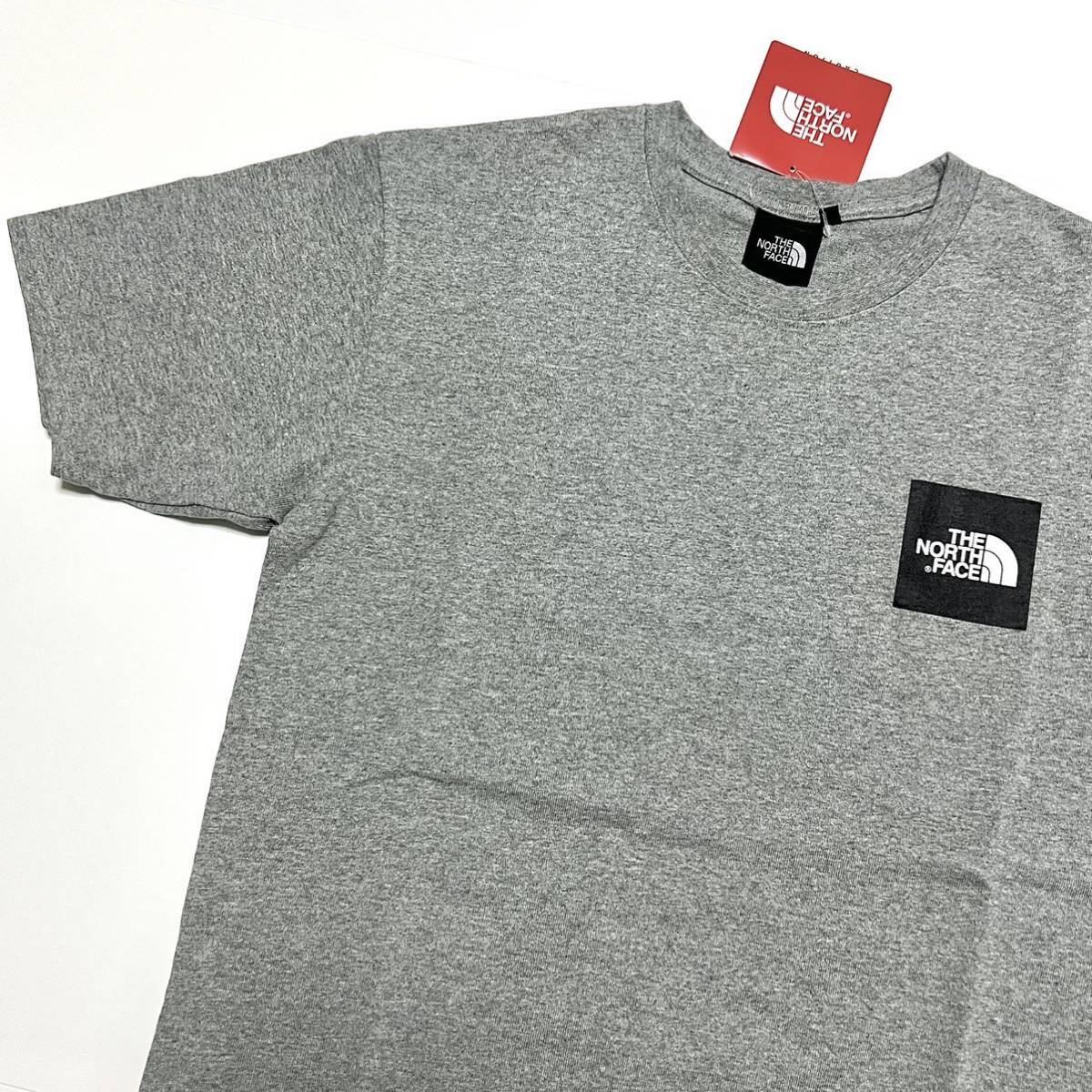 M 新品 ノースフェイス スクエア ロゴ Tシャツ ボックス Square LOGO TEE グレー スクエアロゴ ボックスロゴ ロゴT BOX ヘビーウェイト 綿