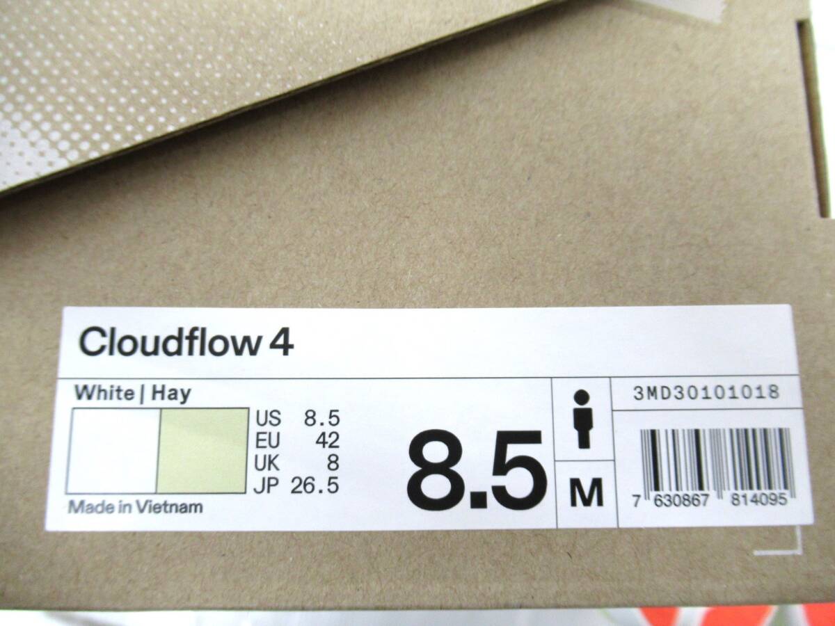 On オン Cloudflow4 クラウドフロー スニーカー メンズ ランニングシューズ 26.5cm US8.5 White Hay 靴④の画像9