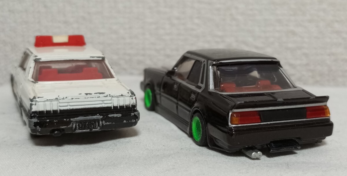 日本製 トミカ セドリック パトカー 430 アオシマ ミニカー グラチャン シャコタンブギ グロリア Y30 ローダウン車_画像4