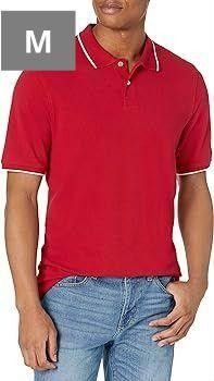 人気カラー☆ ポロシャツ コットンピケ レギュラーフィット メンズ Tシャツ レッド 赤 