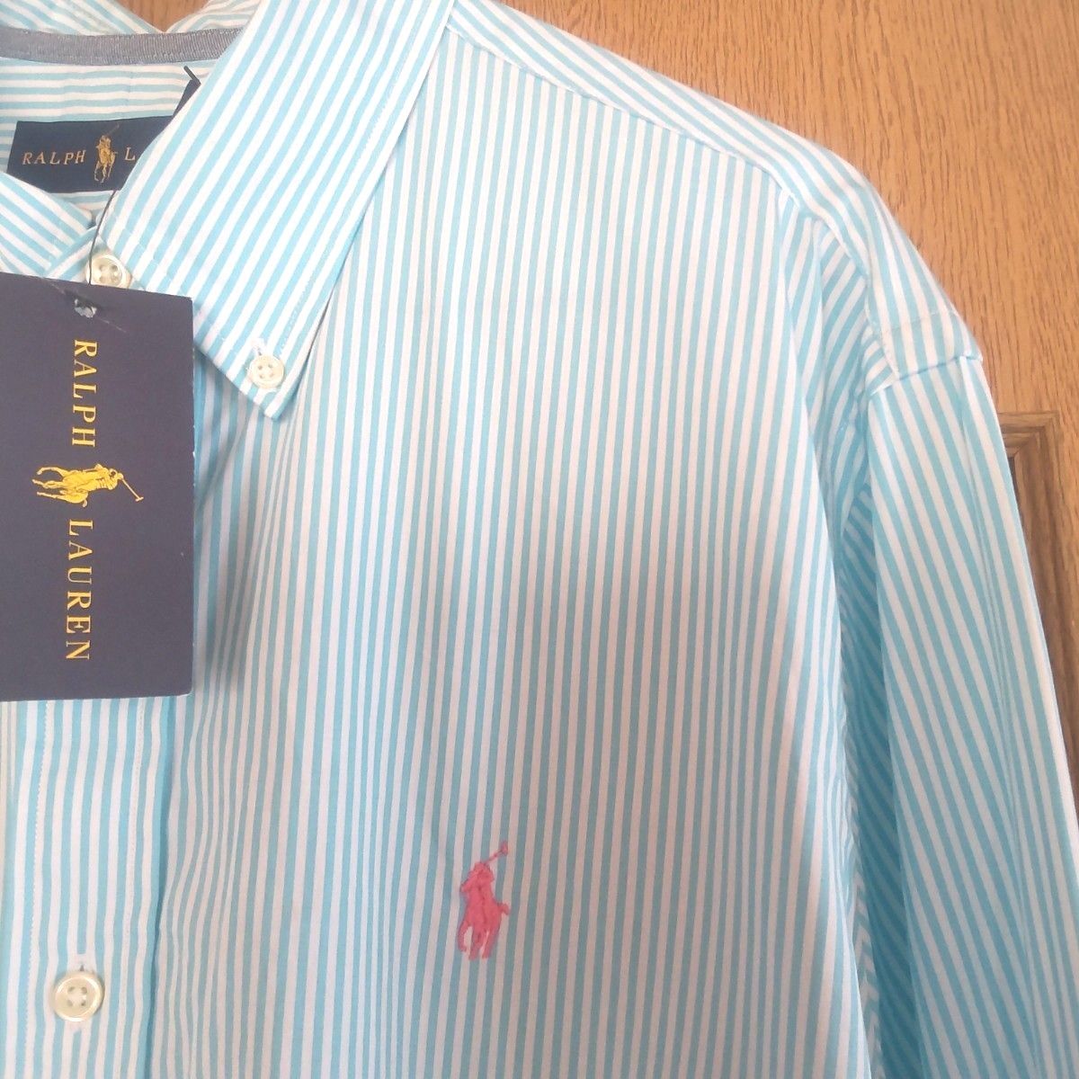 POLOラルフローレン Ralph Laurenタグ付き新品長袖ボタンダウンシャツ 入社式入園入学式　爽やかストライプ大きいサイズ