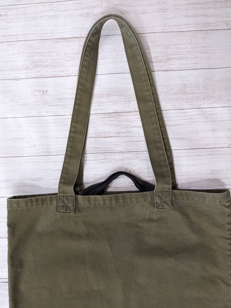 MHL./エムエイチエル/マーガレットハウエル/WASHED WAXED COTTON TOTE BAG/ワックスドコットン ロゴトートバッグ_画像5