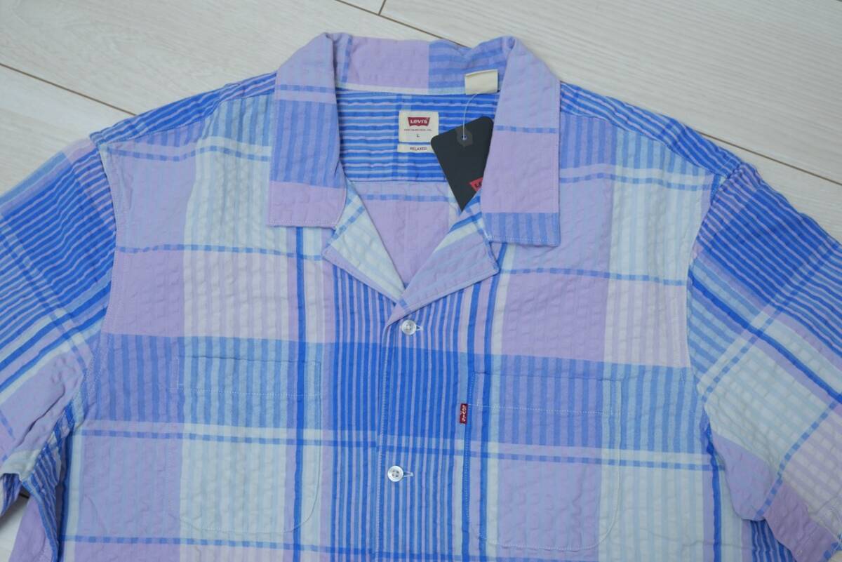 新品リーバイス21976-0041 JP XLサイズ/US Lサイズ クラシックキャンパーシャツ 半袖 シャツ パープル/ライトブルーチェックの画像2