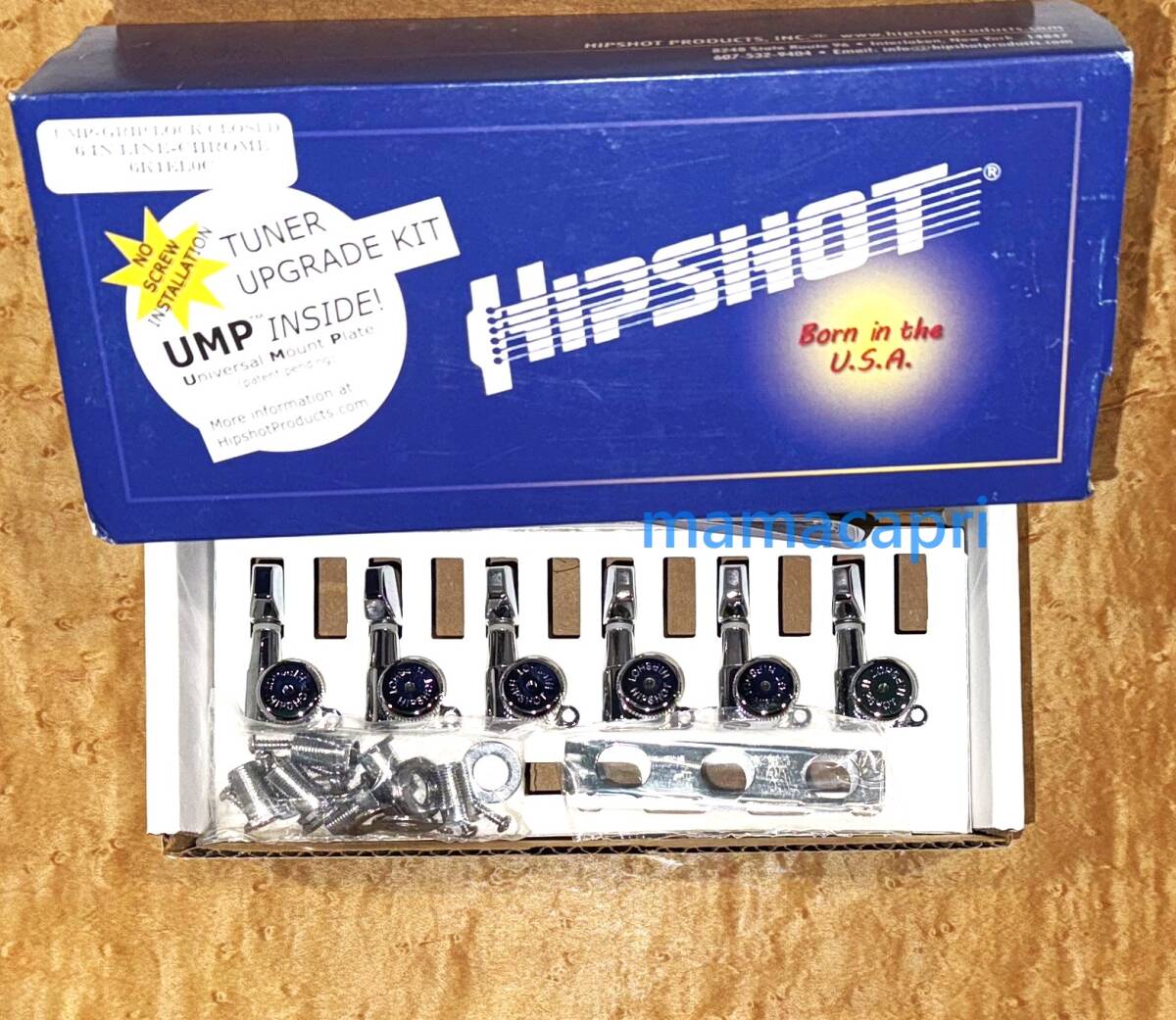 新品 Hipshot 純正 6K1EL0C Chrome Guitar Tuner Upgrade Kit 6-Inline Headstocks ヒップショット ギター ペグ 6個 Set Grip-Lock Closed