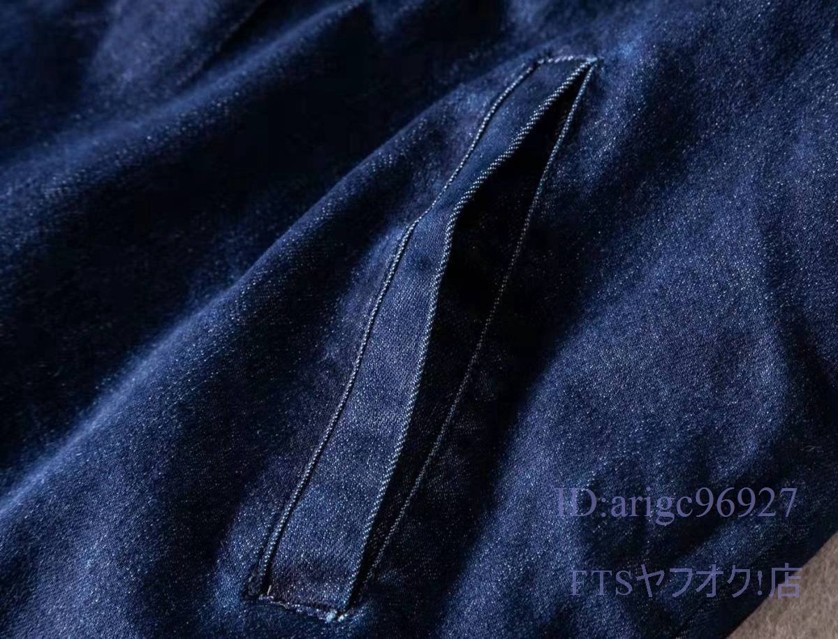 A1248☆新品アメカジ デニム ライナージャケット カバーオール メンズ 男前 藍染 厚手 キルティング 大きいサイズ レトロ Lの画像8