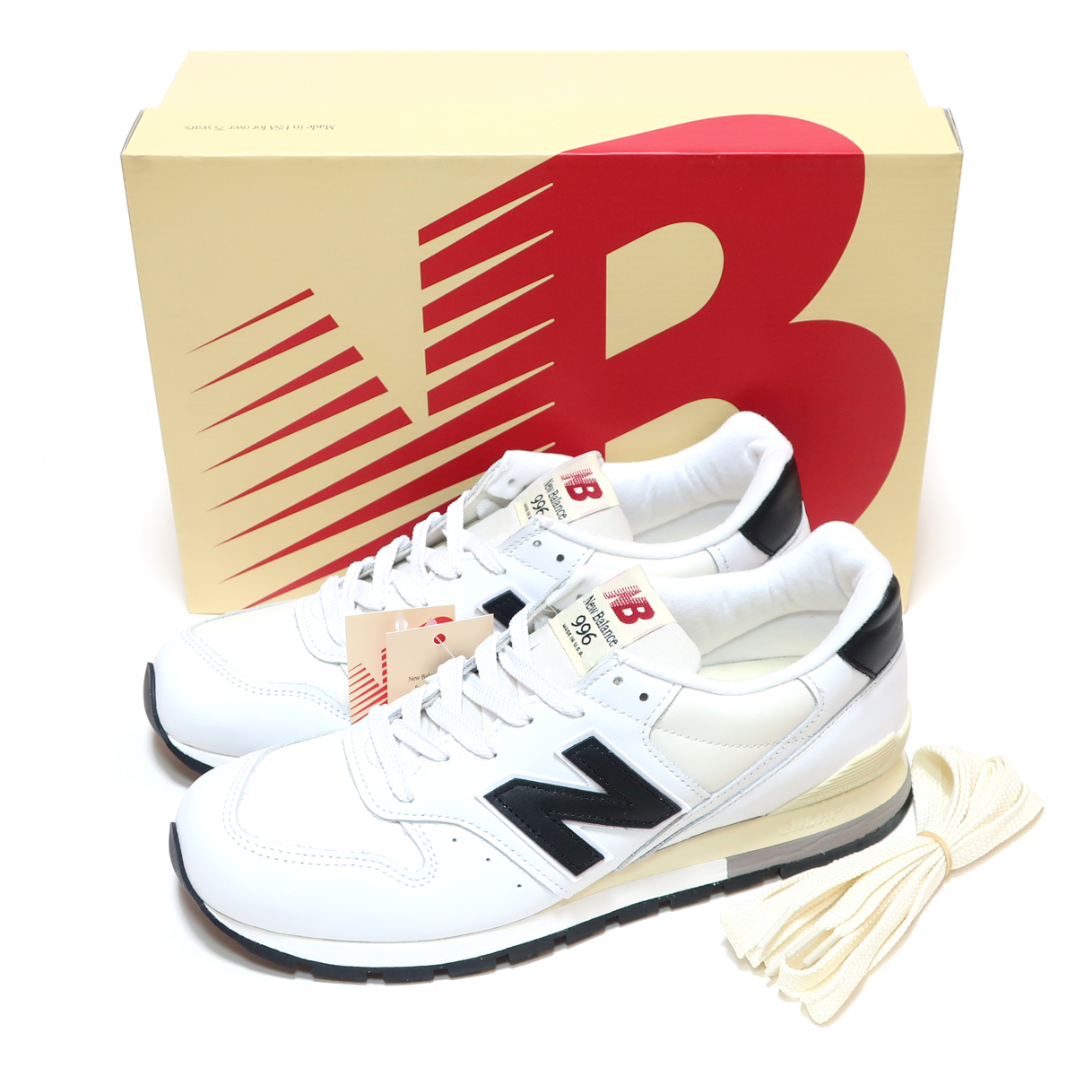 NEW BALANCE U996TC US8 26cm WHITE/IVORY LEATHER MADE IN USA ( ニューバランス 996 ホワイト/アイボリー 白 レザー アメリカ製 )