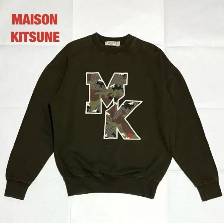 [ популярный ]MAISON KITSUNE mezzo n лисица тренировочный унисекс бренд Logo вырез лодочкой обратная сторона ворсистый камуфляж звезда рисунок вышивка KMM-0761-B