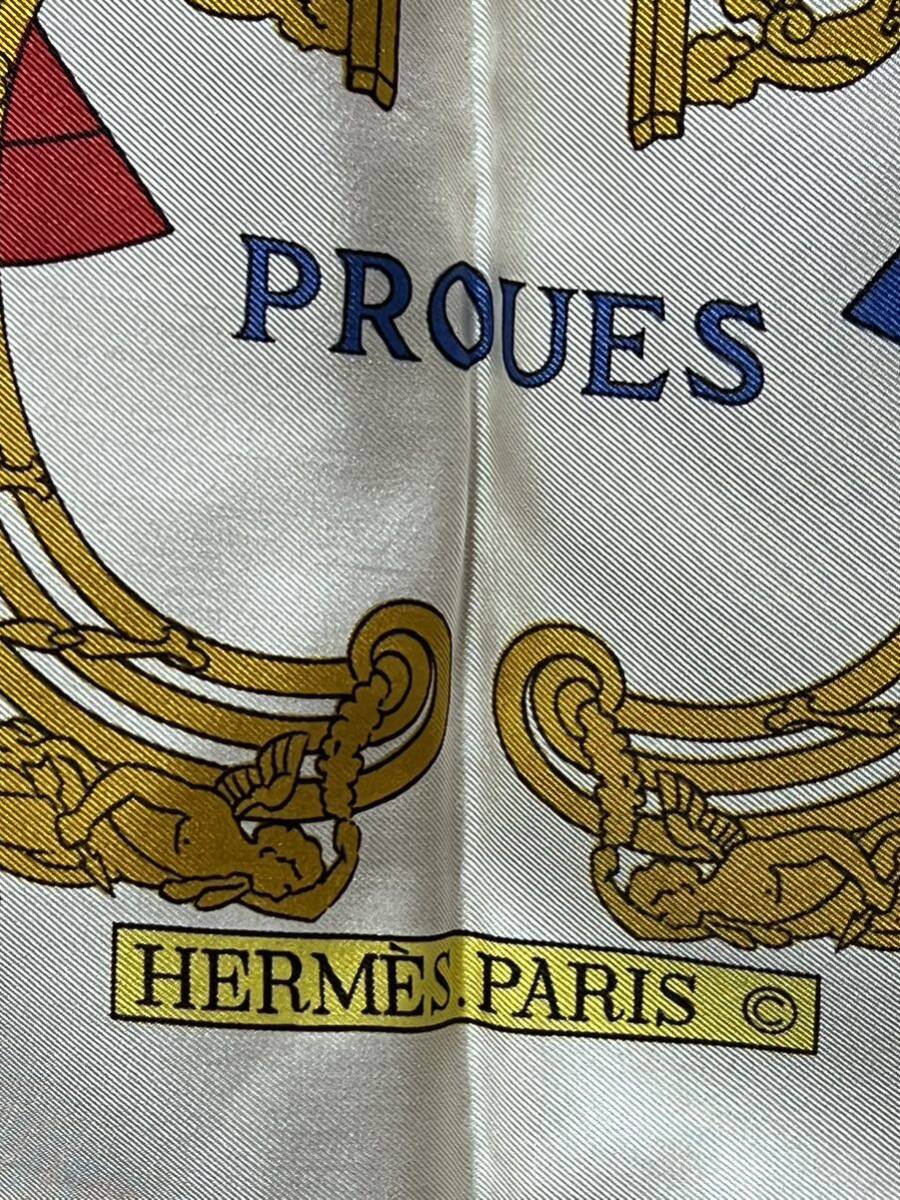 HERMES PARIS エルメス カレ90 PROUES【プロテウス】大判スカーフ シルク フランス製 ブラウン系　エルメススカーフ _画像3