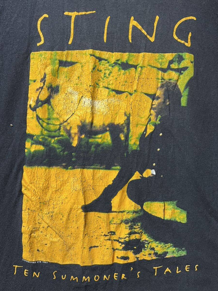 90s STING ヴィンテージ バンドTシャツ 黒 M USA製 スティング Ten Summoner's Tales ポリス オルタナティブ ROCK の画像3