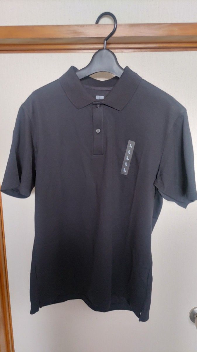 ユニクロ エアリズムコットンカノコポロシャツ(半袖) ブラック Lサイズ