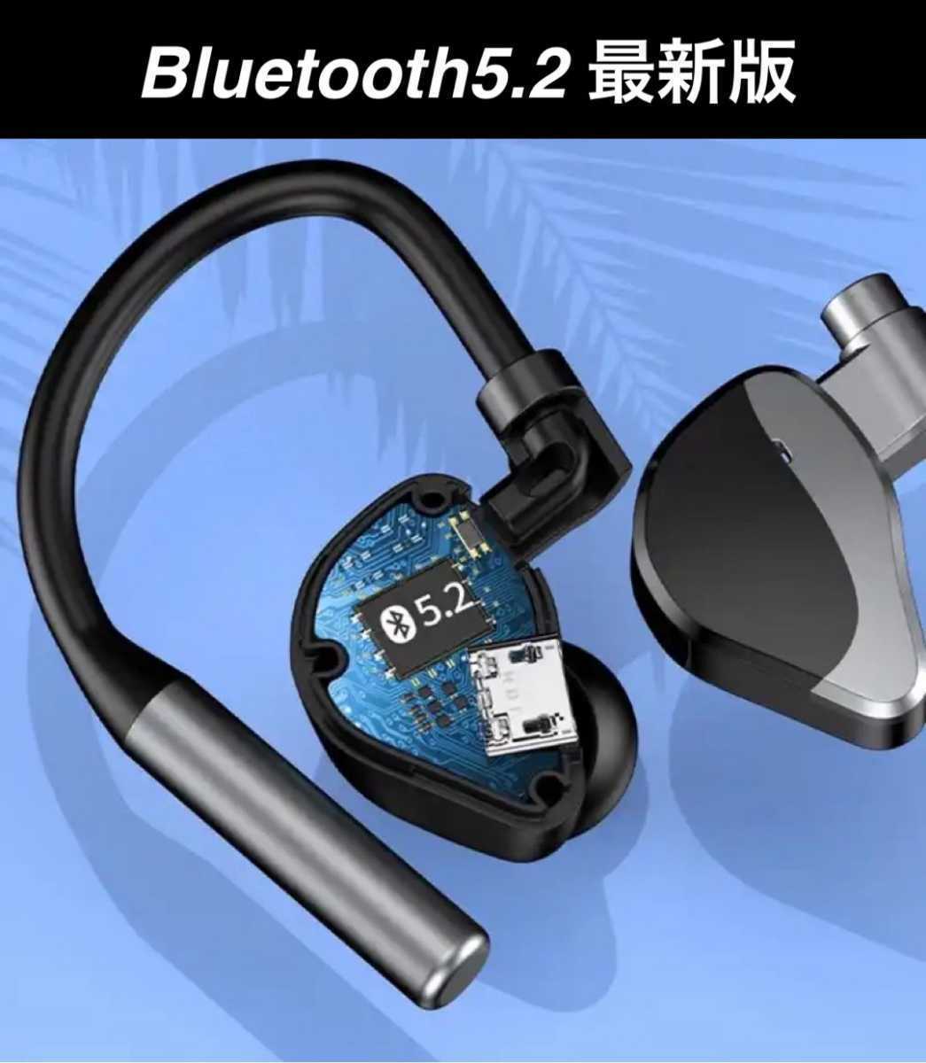 1円〜送料無料【2023年 最新 イヤホン】 Bluetooth 5.2 片耳 高音質 イヤフォン ブルートゥース 耳掛け HIFI音質 長時間 ブラック 黒 _画像3