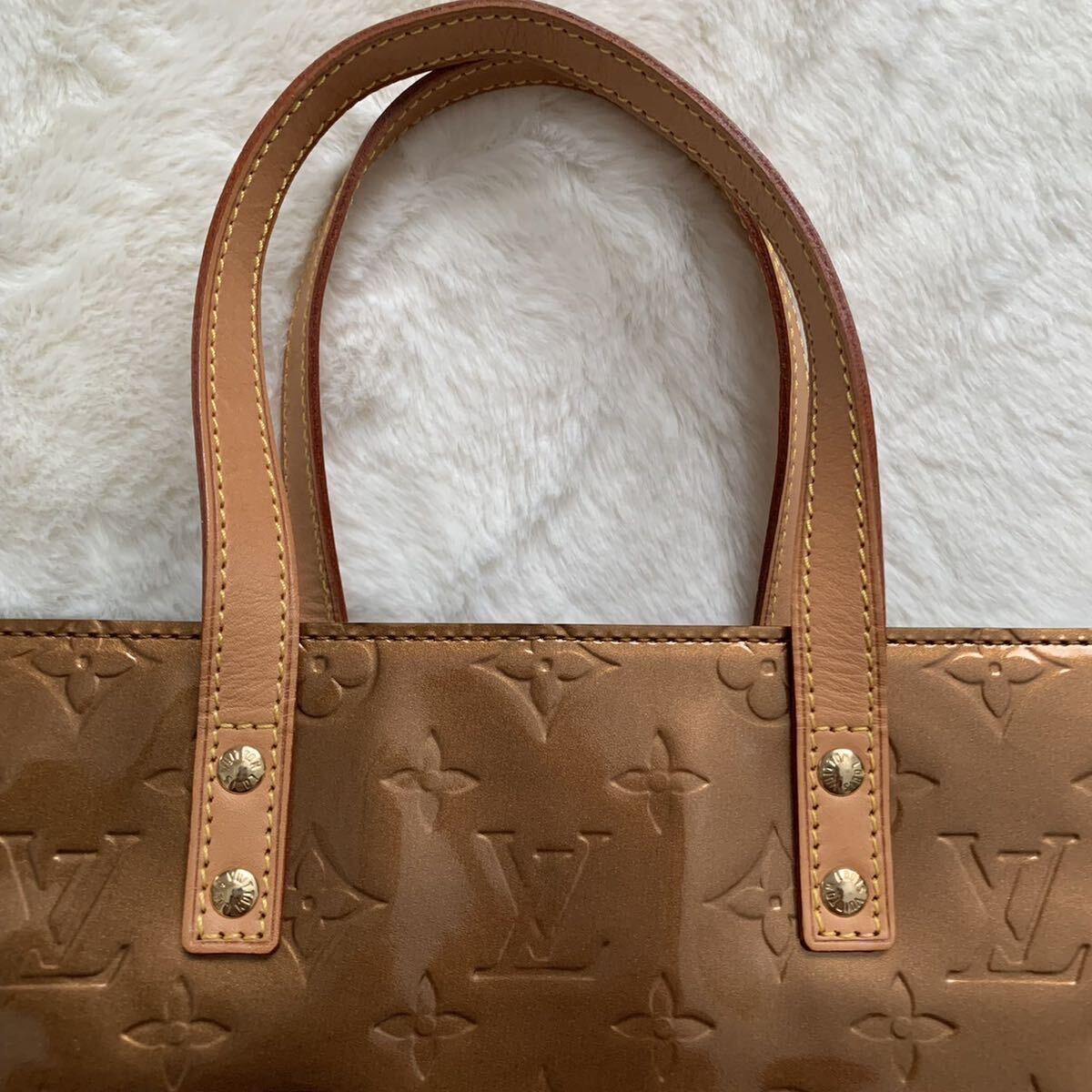 LOUIS VUITTON ルイヴィトン ヴェルニ リードMMブロンズ ショルダーバッグトートバッグハンドバッグ M91143の画像5